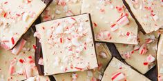 white chocolate with peppermint candy canes and crushed marshmallows on top