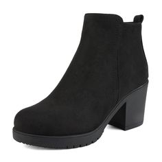 Low Heel Chunky Ankle Boots-dreampairshoes Ankle Boots Winter, Good Work Boots, Emu Boots, Fall Heels, Blundstone Boots, Chunky Ankle Boots, Womens Low Heels, High Heel Ankle Boots, Womens Rain Boots