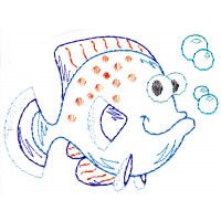 a drawing of a fish with bubbles coming out of it's mouth