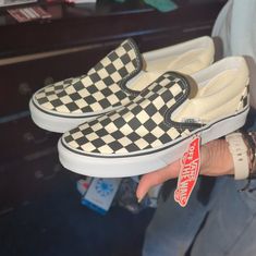 Brand New Black And White Checkered Vans. Size 7.5 Women 6.0 Men's. Never Worn! White Checkered Vans, Checkered Vans, Van Color, Vans Black And White, Shoes Vans, Vans Black, Womens Vans, Vans Shoes, Womens Shoes Sneakers