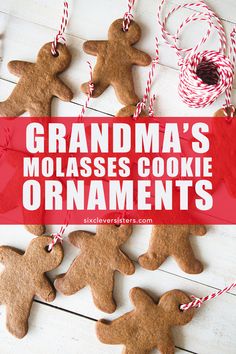 grandma's molasss cookie ornaments with text overlay