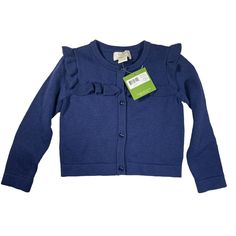 Add A Touch Of Elegance To Your Little Girl's Wardrobe With This Navy Blue Ruffle Cardigan Sweater From Kate Spade Ny. Made From 100% Cotton, It Features A Round Neck, Long Sleeves And Button Closure, Perfect For Dressy Occasions. The Sweater Comes In Size 24 Months. The Collarless And Stretch Features Make It Suitable For All Seasons, Whether It's Winter, Summer, Fall, Or Spring. Blue Long Sleeve Outerwear With Ruffles, Fall Blue Ruffled Outerwear, Magenta Sweater, Ruffle Cardigan, Pink Cardigan Sweater, Black Cardigan Sweater, Ruffle Sweater, Girls Cardigan