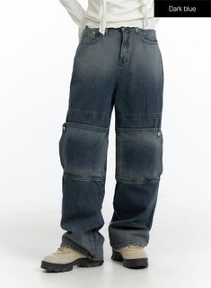 denim-wide-leg-jeans-cf408 / Dark blue Casual Jeans With Button Closure In Blue, Casual Blue Jeans With Button Closure, Casual Cotton Jeans With Button Closure, Casual Jeans With Button Closure, Casual Pre-washed Summer Jeans, Summer Casual Pre-washed Jeans, Casual Light Wash Stonewashed Bottoms, Trendy Soft-washed Cotton Jeans, Oversized Washed Casual Bottoms