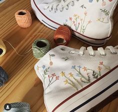 Custom Converse, Embroidery On Clothes, Cute Embroidery, Hype Shoes, Aesthetic Shoes