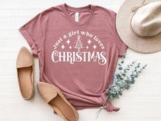 Christmas Shopping Shirts, Christmas Pj, Custom Printed Shirts, Holiday Shirt, Girl Shirt, Christmas T Shirt, Christmas Tees, Holiday Shirts, Just A Girl