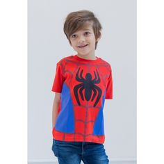 Come join Spidey and the Marvel Comics superheroes on their exciting adventures! Dressed in this Spiderman Short Sleeve Graphic T-Shirt your kid will team up with Peter Parker and his friends Miles Morales, Gwen Stacey aka Ghost-Spider, the Hulk, Ms. Marvel, and Black Panther to save the day. Your little hero will love to wear this short sleeve graphic tee shirt featuring their favorite animated characters from Spidey and his Amazing Friends. Blue Superhero T-shirt With Character Print, Themed Short Sleeve Tops For Playtime, Superhero Character Print Red T-shirt, Red Superhero Character Print T-shirt, Superhero Cartoon Print Cotton T-shirt, Red Superhero Short Sleeve Top, Blue Short Sleeve Superhero Tops, Red Character Print T-shirt For Playtime, Superhero Cartoon Print Crew Neck T-shirt