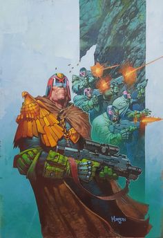 Judge Dredd by Jim Murray 2000ad Comic, Arte Cyberpunk, Bd Comics, Superhero Comic, Comic Books Art, Aliens