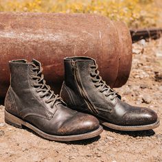 Freebird PENDLETON - Individually hand crafted from start to finish. Vintage Oiled Leather Ankle Boots, Rugged Leather Boots With Zipper Closure, Rugged Leather Moto Boots With Zipper Closure, Mens Boots Online, Distressed Leather Boots, Pendleton Mens, Handcrafted Boots, Men’s Boots, Country Men