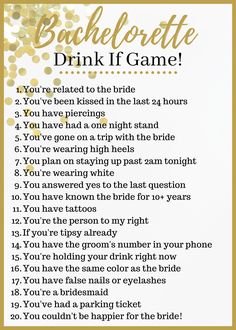 the bachelor game is shown with gold confetti on it and text that reads bachelor drink if game