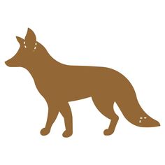 a brown fox standing on top of a white background