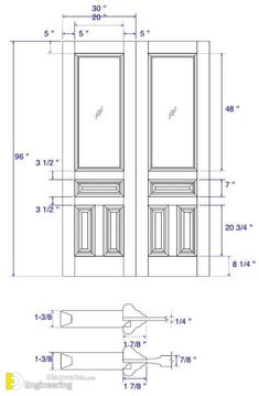 a drawing of two windows with measurements for each window and the other side by side