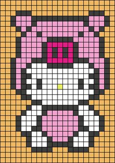 a cross stitch pattern with an image of a cat's face in pink and white