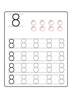 the number 8 worksheet with numbers on it