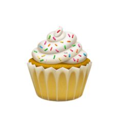 a cupcake with white frosting and sprinkles on it's top