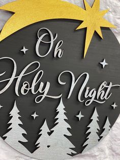 O Holy Night door hanger/sign is the perfect way to display the true meaning of this season. 10.5" version is etched with the detail and ready to paint. The 3D version Measures 16" or 18" including the star that hangs over the edges. Finished or painted pieces in photos are for reference and inspiration only unless you select finished as your purchase option. Wooden Decoration, Christmas Door Hanger, Wood Circles, O Holy Night, Craft Design, Hang Over, Holy Night, Diy Box, Wood Cutouts