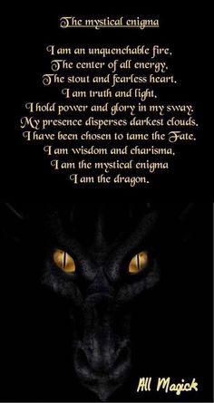 a black cat with yellow eyes and the words, i am an unenefiable fire