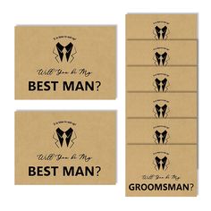 PRICES MAY VARY. GROOMSMEN PROPOSAL CARDS SET : Each set contains 6 Will you be my groomsman proposal cards and 2 Will you be my best man proposal cards with matching white envelopes. HOT PRINTING PROCESS : These best man and groomsman invitation cards are made of 250g kraft paper, thick and not easy to tear. Compared with other ordinary groomsmen cards, our groomsmen cards use a gold stamping process to make the invitation look simple yet luxurious.Matte finishing appears to very elegant and give you a comfortable touch. PERSONALIZED CUSTOMIZATION : 4.1'' x 5.8'' folded, 5.8 x 8.3”unfolded, and each envelope measures approx 4 x 6 inches, offering plenty of space for your personalized sincere message. HUMOROUS DESIGN : Each groomsmen invitation card is decorated with exquisite fonts on a c Groomsmen Proposal Cards, Groomsman Invitation, Groomsmen Cards, Be My Best Man, Groomsmen Invitation, Best Man Proposal, Groomsman Proposal, Be My Groomsman, Man Office