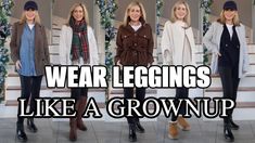 How To Wear Leggings Like A Grown Woman | 7 Outfit Ideas Leggings Styling, Build Wardrobe, Floating Ornaments, Styling Hacks, Dressing Over 50, Youtube Ideas, Play Outfit, How To Wear Leggings, Sixties Fashion