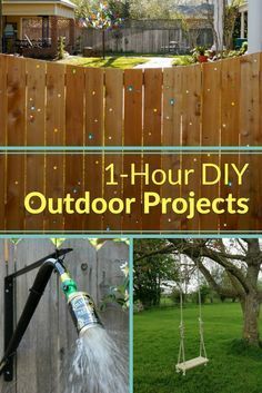 an outdoor project with water sprinkles on it and the words 1 - hour diy outdoors projects