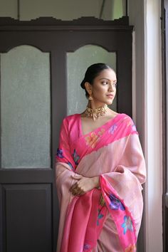 Saree Fabric : Banarasi Silk Saree Color : Neon Pink Saree Length : 5.5 Meter Blouse Length : 0.8 Meter Saree Work : Zari Woven Pallu All Over Saree Border : Printed Border Wash : Dry Clean Designer Pink Slub Silk Pre-draped Saree, Pink Slub Silk Pre-draped Saree For Designer Wear, Pink Tussar Silk Saree With Unstitched Blouse, Pink Anarkali Blouse In Slub Silk, Pink Anarkali Blouse Piece In Slub Silk, Pink Handloom Pre-draped Saree In Tissue Silk, Pink Tissue Silk Handloom Pre-draped Saree, Pink Tissue Silk Pre-draped Saree Handloom, Pink Handloom Slub Silk Pre-draped Saree