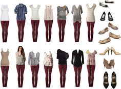 Burgundy Jeans - Outfit Ideas Maroon Jeans Outfit, Burgundy Jeans Outfit, Mode Ab 50, Maroon Jeans