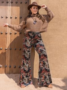 F00209660-114 Trousers Women Casual, Summer Suit Women, Trousers Women Wide Leg, Winter Trousers, Trendy Bikinis, Denim Skirt Women, Beach Tropical, Denim Patterns, Printed Wide Leg Pants