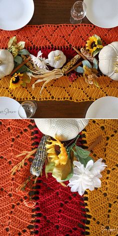 the table is decorated with sunflowers and white plates