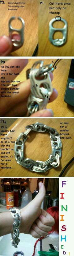 the instructions for how to make a chain bracelet with chains and clasps on it