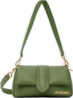 Luxury Green Satchel With Adjustable Strap, Green Leather Shoulder Baguette Bag, Green Leather Baguette Shoulder Bag, Green Soft Leather Flap Shoulder Bag, Green Soft Leather Shoulder Flap Bag, Green Leather Tote Baguette Bag, Green Leather Baguette Bag With Detachable Handle, Green Leather Top Handle Baguette Bag, Chic Green Baguette Bag With Gold-tone Hardware