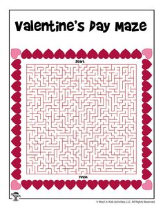 valentine's day maze with hearts on it and the word, valentine's day maze