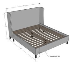 the bed frame is shown with measurements for it