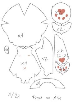 an image of paper dolls with numbers and shapes on the front, back and sides