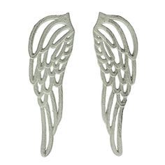 pair of angel wings on white background with clipping for use as ear clips or earrings