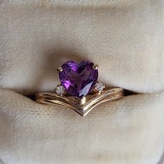 14k Gold Heart Shaped Amethyst Diamond (2) Size 4-1/2 Heart Shaped Amethyst, Amethyst And Diamond Ring, Ring Color, Gold Heart, Heart Of Gold, Womens Jewelry Rings, Limited Time, Heart Shapes, Diamond Ring