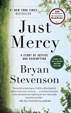 the book cover for just mercy by ryan steenson, with trees in the background