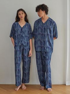 Composition : Rayon 100%Country of Origin : KOREA Blue V-neck Vacation Sets, Blue V-neck Sets For Vacation, Blue V-neck Workwear Set, Elegant Blue Vacation Sets, Casual Indigo Sets For Summer, Blue Relaxed Fit Sets For Vacation, Blue Summer Workwear Sets, Pajama Couple, Cozy Pajamas