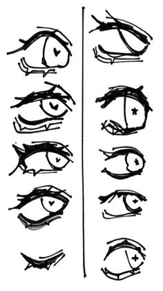 an eye chart showing different types of eyes and how to draw them with pencils