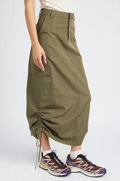 SIZE & FIT :MODEL WEARS SIZE SMALLMODEL'S HEIGHT 5'9 Made In: IMPORTED Fabric Contents: 100% POLYESTER Non-stretch fabric Non-sheer fabric Midi Cargo Skirt, Matching Sets Outfit, Contemporary Clothing, Denim Sweater, Cargo Skirt, Contemporary Outfits, Style Skirt, Dresses By Length, Military Style