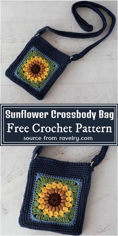 the sunflower cross body bag is free crochet pattern