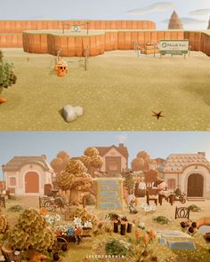 two pictures of the same scene in animal crossing