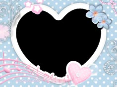 a heart shaped frame with music notes and flowers