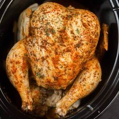 a close up of a chicken in a crock pot