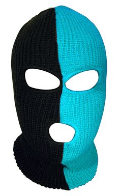 Fun two tone acrylic ski mask, Aqua and Black colors. Half Aqua half black. One size fits all. its stretchy Green Casual Balaclava For Winter, Casual Green Balaclava For Winter, Black Fitted Casual Balaclava, Fitted Black Casual Balaclava, Casual Black Balaclava Mask, Ski Mask Gangster, 80s Inspired Fashion, Knitted Balaclava, Nike Fashion Shoes