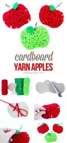 yarn apple craft with instructions to make it