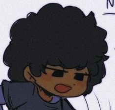 an animated drawing of a boy with black hair