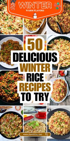 the cover of winter's 50 delicious winter rice recipes to try