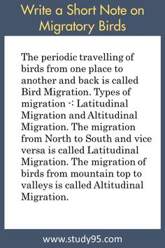 an image of birds with the words write a short note on migratory birds