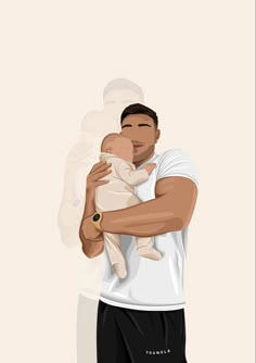 a man holding a baby in his arms