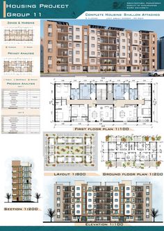 the floor plan for an apartment building with multiple floors and balconies on each level