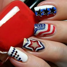 Amazon.com: 4th of July Press on Nails Short Fake Nails Independence Day French Tip Red Glossy False Nails with Stars Glitter Designs Full Cover Glue on Nails Blue for Women and Girls 24 PCS : Beauty & Personal Care White And Blue Nail, 4th Of July Nail Art, 4th Of July Nail